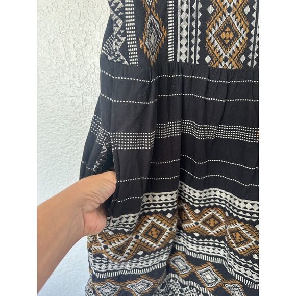 Anthropologie Woven Tassel Dress in Aztec Tribal Boho Geometric Print Size Large - Picture 4 of 9